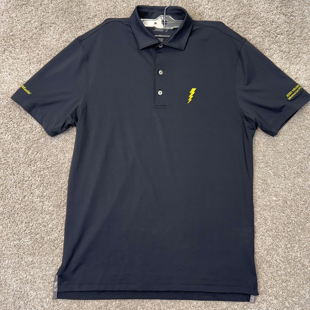 johnnie-O Polo Shirt Mens Medium Golf Black Lightning Bolt TaylorMade EUC